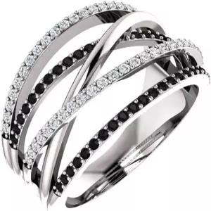 925 실버 주얼리 블랙 앤 화이트 사파이어 투 톤 파베 큐빅 지르코니아 CZ 크리스 크로스 크리스탈 벨트