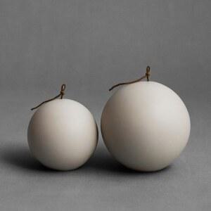 LAWA 구 2개 세트 - 아름다운 수제 기둥 향의 소이 왁스 우아한 에스테틱 캔들 집들이 선물 홈 룸 선반 장식 아이디어 (라이트 베이지, 세트)