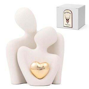 커플을 위한 저구르 홈 데코, 미니 커플 세라믹 동상 TV 스탠드 침실 데코 러브 니트 독특한 장식 - 로맨틱한 선물 (흰색, 3.15인치)