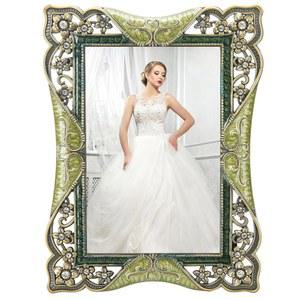 고탕겐 4x6 빈티지 황동 액자 장식 앤티크 에나멜 액자, 유리 전면 장식, 아트 데코 테이블탑 디스플레이, 여성을 위한 선물 아이디어, 가로 및 세로