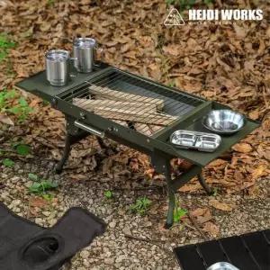 튼튼한 하이디웍스 접이식 선반 캠핑 화로대 숯불 대형 그릴