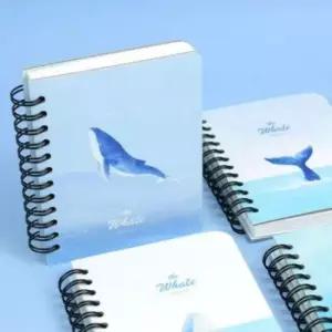 [문구] 고래 일러스트 합지 미니 사각 스프링 공책 수첩 10개