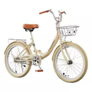 여성용 자전거 화이트 20인치 접이식 마실용 바구니 마차그린+컬러 타이어+스탠다드