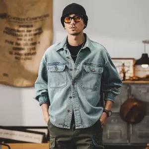 남사친 데님 면 셔츠 클래식 카고 긴팔 라이더 자켓 코트 유행1