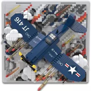 군용기 3D 월 아트 마이크로 미니 빌딩 블록 세트 2차 세계대전 F4U 전투기 벽 장식 또는 테이블