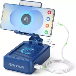 블루투스 스피커가 있는 JTEMAN 휴대폰 스탠드 HD 사운드 조절 가능한 홀더 남성 여성을 위한 생일 선물