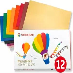 스톡마르 장식 천연 밀랍 대형 시트 - 12가지 다양한 색상의 상자 월도프 미술 용품 양초 왁스