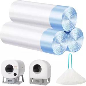 고양이 쓰레기 봉투 60개 26.37 x15.74 자동 쓰레기통용 끈 밀폐 쓰레기통 라이너 두꺼운 배설물 청소하기