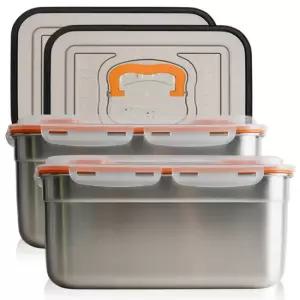 올품락 포스코 STS304 밀폐용기 김치통 더블핸디 누름독 10L(오렌지) x 2개