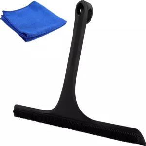 유리문용 실리콘 샤워 스퀴지 유리 욕실 거울 타일 및 창문용 10인치 블랙 걸이 고리 미끄럼 방지 녹슬지