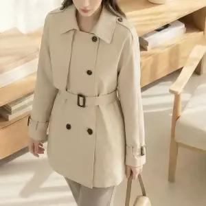 |KDJ6D4F|여성 숏벨트 더블버튼 카라 트렌치코트 봄가을 데일리룩