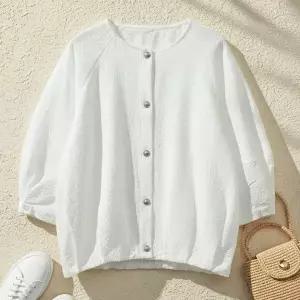 |CDJ6D61|여성용 버튼 여름 간절기 엠보디드 루즈핏 가디건