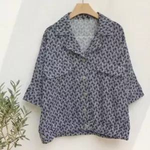 |CDH429A|여성 여름 데일리 시원한 루즈핏 패턴 카라 반팔 티셔츠