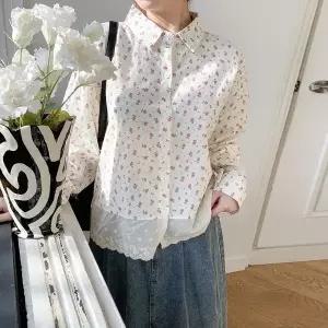 |CHH42B1|여성용 레이스 꽃무늬 루즈핏 면혼합 셔츠
