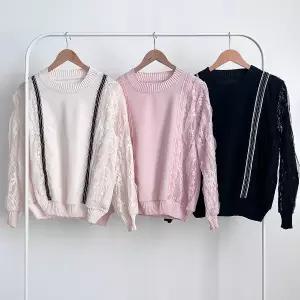 |KSH42C2|여성 꽃무늬 시스루 레이스 퍼프넥 플리츠 봄 블라우스