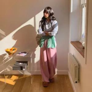 |CHH42A9|여성용 스트라이프 오버사이즈 캐주얼 셔츠