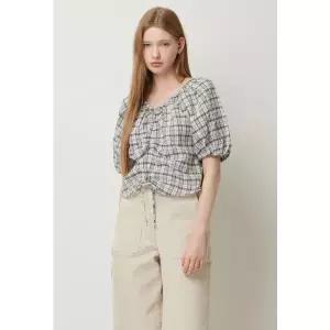 [시슬리](신세계 사우스시티)미르 체크 셔링 블라우스_SAWS05541