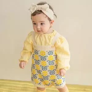 [베이비블리]D26401 플로럴 니트 롬퍼 바디슈트