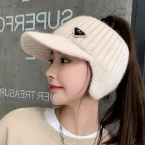 골프귀도리모자 겨울 여자골프모자 귀도리 한번에 울니트 포니테일