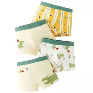 명랑악어 남아 사각 드로즈 4매입 아동 면 팬티 세트 유아 속옷 어린이 초등학생