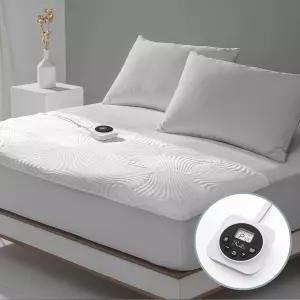 풋 퀸 사이즈 전기 온열 매트리스 패드 - 메모리 및 예열 기능이 있는 침대용 워머 12가지 열 설정 단일