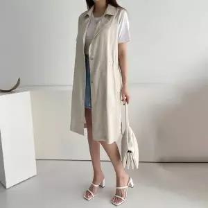 [하프클럽/나야홍]빅사이즈 603 린넨버튼카라롱베스트 DBNG738