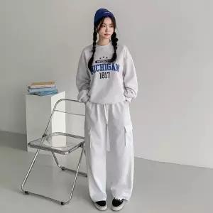 여성 1817 맨투맨 카고팬츠 트레이닝 세트 츄리닝 셋업 -WPST0478- 봄 가을