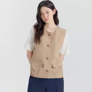 [지센] 2컬러 린넨혼방 버튼업 베스트 LCVTP421_P418235371