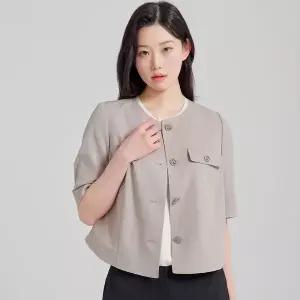 [지센] 2컬러 퍼프소매 라운드 반팔자켓 LFJKP403_P418235343