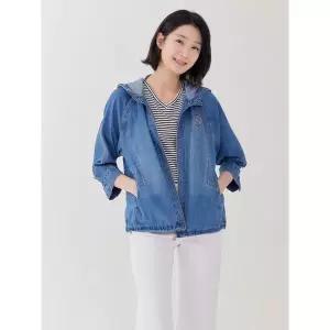 [지센]여성 데님 후드 레글런 코트 LCCAP331 BL_P418235180