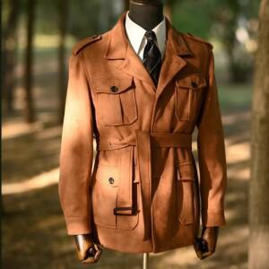 이탈리아 가을 겨울 레트로 신사 멀티 포켓 인조 사슴 가죽 재킷