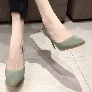 스웨이드 스틸레토 펌프스힐 9cm 키높이 직장인 구두 WFF9C18