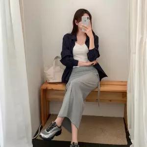 [코코블랑] 폴딩 스트링 롱 스커트