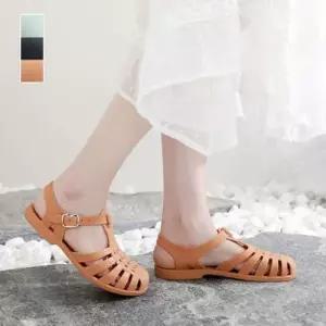 여성 여름철 시원해보이는 짜임무늬 데일리 젤리 샌들 WFF28C6