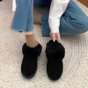 (별별창고)G 겨울 스웨이드 퍼슬리퍼 귀여운 앞막힌 WFE1FBD