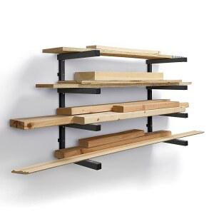 보라 4단계 목재 보관 랙 및 절약 블랙 pbr-004b 보드, 금속 자재를 합판 배관, 건축 그레이 - 선반 정리 위한 공간 차고