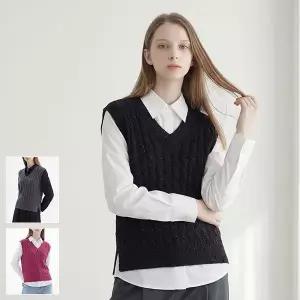 [로코엘라]리버티 터치업 알파카울 케이블 여성 니트 베스트_P418276671