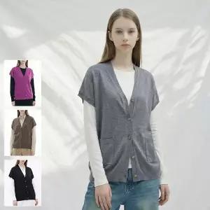 [로코엘라]브롱스 드롭숄더 여성 니트 베스트 가디건_P418276672