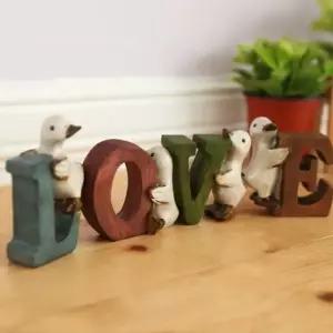 장식품 장식셋트(LOVE) 인테리어소품 오리 엔틱 도자기장식 [f3CAFC5]