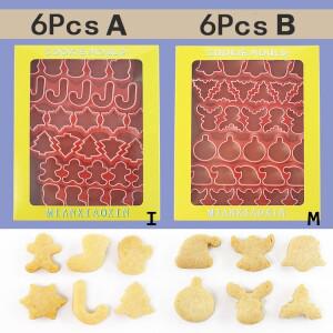 6개입 1인치 미니 크리스마스 비스킷 커터 세트, 눌러서 사용하는 귀여운 모자, 순록, 천사 모양, 파티용