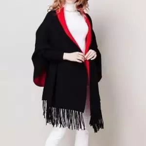 블랙레드 가디건 숄 망토 머플러 니트 믹스 WFBBFED
