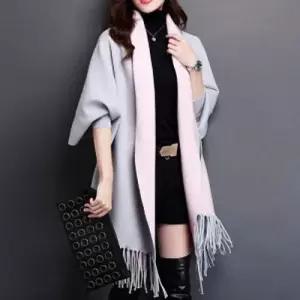 숄 망토 니트 그레이핑크 가디건 믹스 머플러 WFBB86D