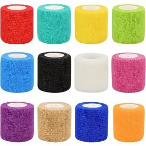 12/10개입 다채로운 스포츠용 자가 점착 탄력 붕대 랩 테이프, 무릎 패드, 손가락, 발목, 손바닥 보호 키트