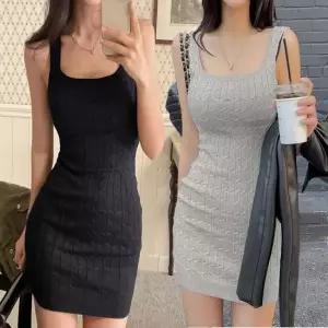 롱원피스 여자 꽈베기 니트 슬림 골지 민소매 나시 미니 원피스