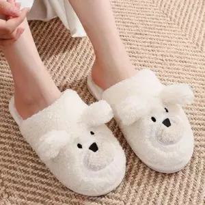 사무실 겨울 털 실내 화 방한 거실 홈 슬리퍼 화이트 WFB4920