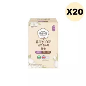 좋은느낌 탐폰 순면 흡수체 레귤러 수영 12개입 X 20