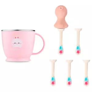 에디슨 스텐 양치컵 미세모 칫솔 리필용 세트 핑크