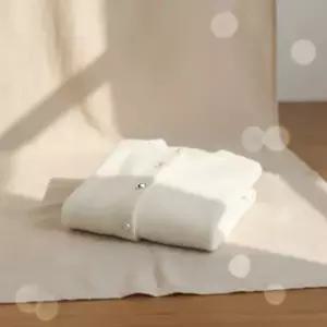 여성 폭신 진주단추 퍼 U넥 카디건 루즈핏