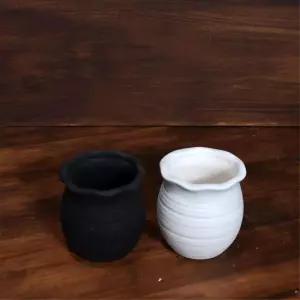 블랙 화이트 물결 단지 다육이토분 8cm 식물테리어