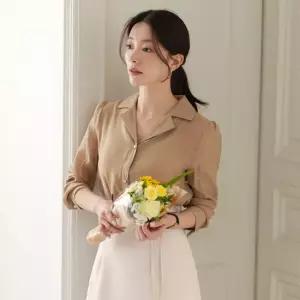 [시크라인] 유벨 카라 벨트 쉬폰 블라우스